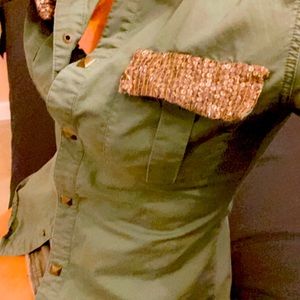 Son of John army green embellished button down